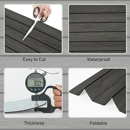 Wallercity 3D Gray/Black Wood Panels for Walls Self Adhesive Wood Slat Wall Paneling for Bedroom Bathroom Thick Peel and Stick Flexible Wooden Wall Panel for Living Room Kids Room Ceiling 11.7''x118''