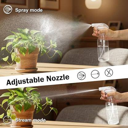 Glass Spray Bottles 12oz Empty Spray Bottle Mist/Stream Spraying Small Refillable Containers for Hair Care, Cleaning Solutions, Plants, Essential Oils 1 Pack (Clear-1, 12oz)