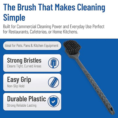 SPARTA 40501EC03 Plastic Large Scrub Brush, Kitchen Brush, Utility Brush With Long Handle For Cleaning, 20 Inches, Black
