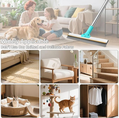 Carpet Rake for Pet Hair Removal, 54"Adjustable Handle Pet Hair Removal Carpet Brush Scraper, Pet Hair Removal Broom Tool for Carpet, Reusable Dog Cat Fur Remover, Pet Fur Cleaner for Rugs, Mats
