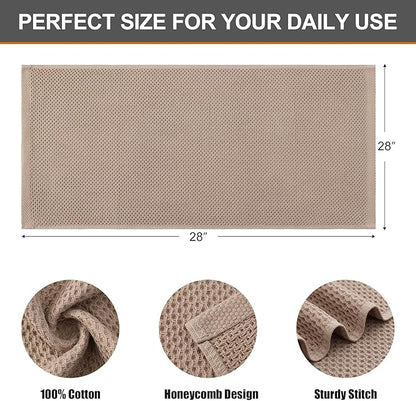 Kitinjoy 100% Cotton Waffle Weave Kitchen Hand Towels (13 X 28 Inches, Tan), 6-Pack Super Soft and Absorbent Dish Towel for Drying Dishes