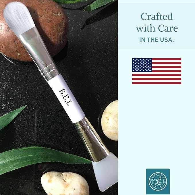 Bare Essentials Living - Clay Face Mask Brush (1 Pack, White) Dual Soft Silicone Face Mask Applicator Brush Tool, Great Facial Essentials, Moisturizer Applicator & Skincare Brush for Facials