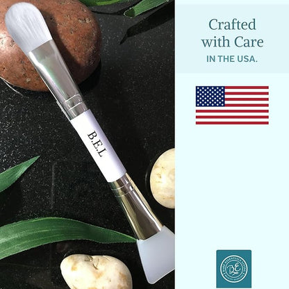Bare Essentials Living - Clay Face Mask Brush (1 Pack, White) Dual Soft Silicone Face Mask Applicator Brush Tool, Great Facial Essentials, Moisturizer Applicator & Skincare Brush for Facials