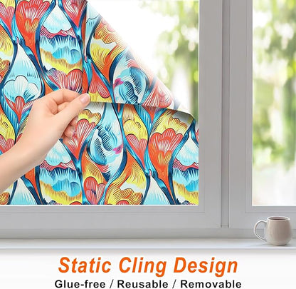 Frosted Glass Window Film, Heat Insulation, UV Block, Anti-Glare, One Way Privacy Tint, Static Cling for Home Bathroom Door, Renter Friendly, Day & Night Privacy