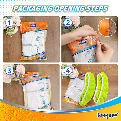 KEEPOW Reusable XL Wet Pads Refills for Swiffer XL Mop Sweeper, X-Large Dry-Sweeping / Wet-Mopping Microfiber Cloths for Surface/Hardwood Floor Cleaning, 2 Pack