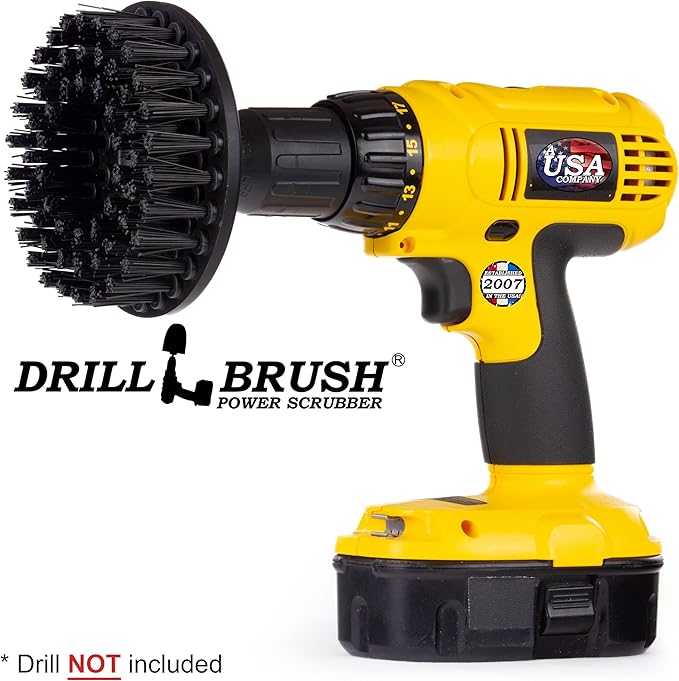 Grill Cleaning Supplies - Nylon Alternative to Wire Brush for Drill - BBQ Grill Brush Electric Spin Scrubber - BBQ Smoker Accessories - Graffiti Remover - Scrubber for Drill - Concrete Scrub Brush