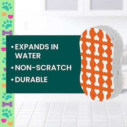 Scotch-Brite Dog Lovers Cleaning Kit, Includes 6 Limited Edition Non-Scratch Sponges and 1 Pet Hair Pickup Extra Sticky Lint Roller, Multi-surface Safe
