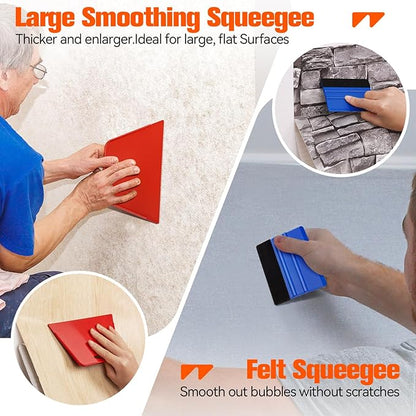 WRAPXPERT Wallpaper Smoothing Tools, Wallpaper Tools for Peel and Stick, Tool Kits for Adhesive Contact Paper, Backsplash Tile, Window Film Installation, with Smoothing Brush, Wall Paper Paste Kit