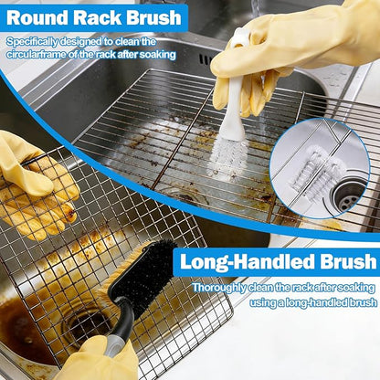 XANGNIER 9 Pack Oven Rack Cleaning Bags Kit with Brush,No Cleaner Included,Simple to Use,No Messy Hands Reusable Leakproof Soaking Cleaner Bags for Removable Metal Rack,BBQ Grills,Grill Grate