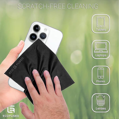 Eco-Fused Blue/Black Microfiber Cloth - 6x7 Inch - 12 Pack - Glasses & Lens Cleaning