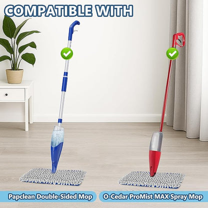 Double-Sided Mop Pads for O-Cedar ProMist MAX Spray Mop - Reusable Microfiber for Kitchen Bathroom Tile Cleaning - Washable Absorbent Chenille for Hardwood Laminate Floor Cleaning