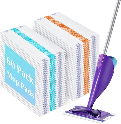 60 Pack Disposable Mop Pad Refillsfor Swiffer Wet Pads Refill Replacement for Swiffer WetJet Spray Mop, 4 Layers Thickened Extra Strong Dirt Locking and Water Absorbent, Powerful Stain Removal