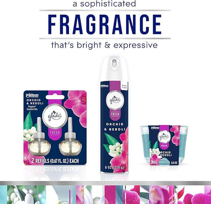 Glade PlugIns Refills Air Freshener, Scented and Essential Oils for Home and Bathroom, Orchid & Neroli, Fresh Collection 3.35 Fl Oz, 5 Count