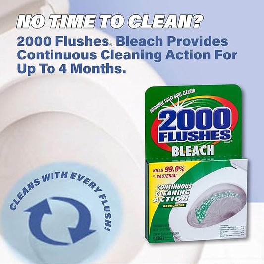 2000 Flushes Blue Plus Bleach Automatic Toilet Bowl Cleaner, 1.25 OZ