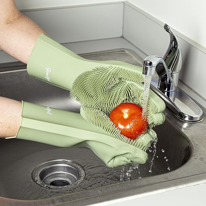 Goodful Silicone Kitchen Rubber Gloves, Oversized, Reusable, Waterproof