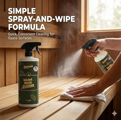 Sauna Wood Cleaner 32 oz | Made in the USA | Sauna Spray removes Stains, Sweat & Odors | Fast-Drying & Streak-Free Formula | Natural Wood Cleaner | Long Lasting