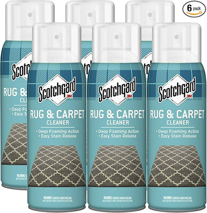 Scotchgard Rug & Carpet Cleaner, Fabric Cleaner Blocks Stains, Cleaning Sprays Make Cleanup Easier, Six 16.5 oz Cans