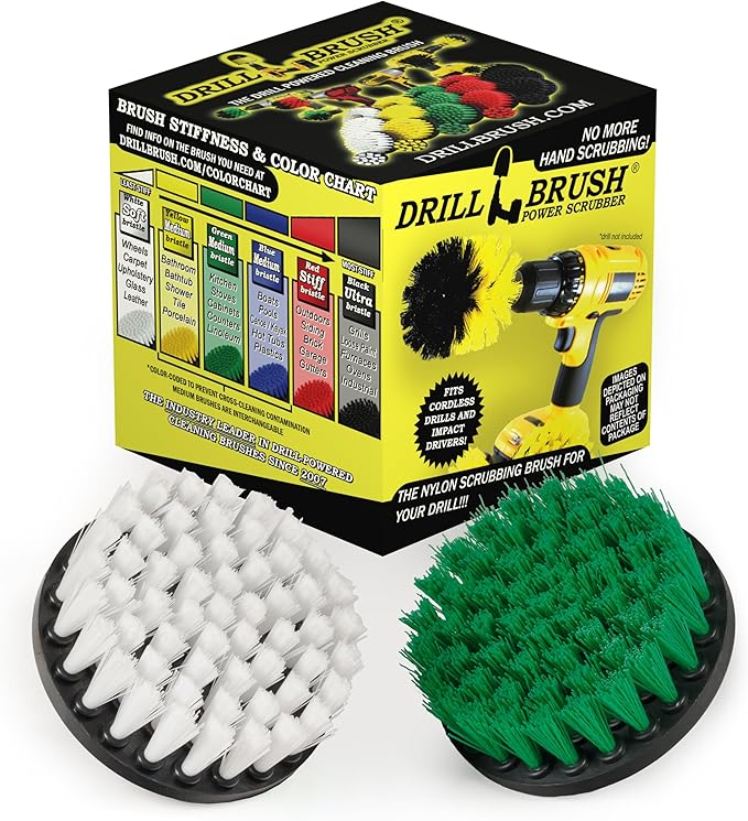 Cleaning Supplies - Kitchen Accessories - Drill Brush - Grout Cleaner - Indoor/Outdoor Spin Brush Cleaning Kit - Stove, Oven Rack, Counters, Flooring - Bathroom Accessories - Scrub - Shower Curtain