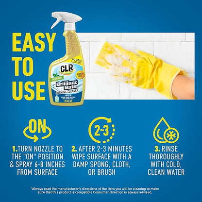 CLR Brilliant Bath Foaming Bathroom Cleaner Spray - For Use On Toilet, Bath, Shower, Sink, Glass, Stainless Steel - Fresh Scent, 26 Ounce Bottle (Pack Of 2)
