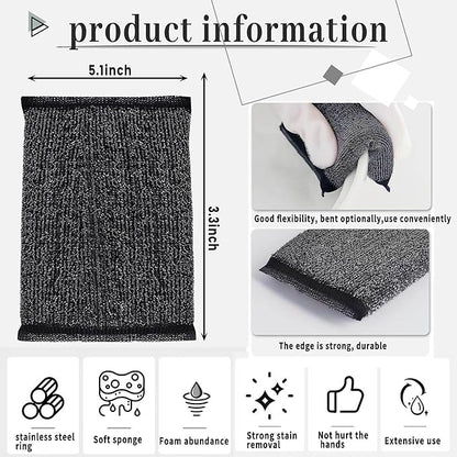Steel Wool Scrubber Dish Sponges - Kitchen Scrubbing Pads Pot Scrubber for Kitchen Non Scratch, Soft and Fast sponges for Cleaning (6 Pack)