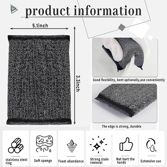 Steel Wool Scrubber Dish Sponges - Kitchen Scrubbing Pads Pot Scrubber for Kitchen Non Scratch, Soft and Fast sponges for Cleaning (6 Pack)