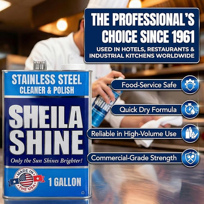 4 x 1 Gallon Stainless Steel Cleaner and Polish - Cleans, Polishes & Protects Kitchen Appliances, Refrigerators, Sinks, Ovens & Grills - Residue & Streak Free Shine - Stainless Appliance Cleaner