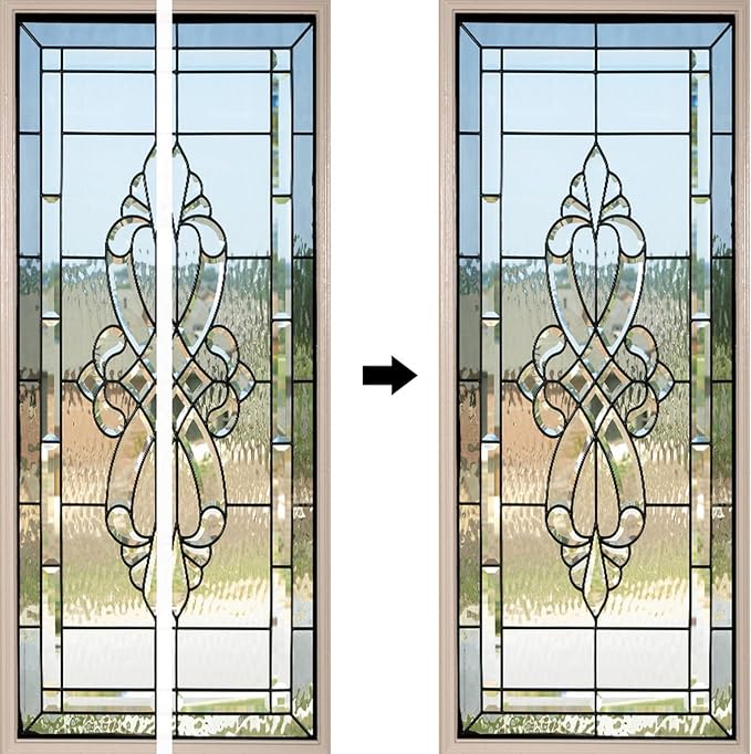 A.Monamour 3D Door Stickers for Interior Doors Stained Glass Front Door Vinyl Waterproof Self Adhesive Door Mural Decals for Bedroom Office Bathroom 85x200cm