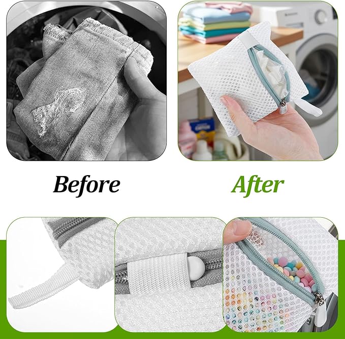 Tyqour 4pcs Small Mesh Laundry Bags, Anti-Sticking Laundry Pod Bags, Durable Polyester Storage Bags for Scented Beads, Travel Laundry Organizer, Protect Delicate Garments