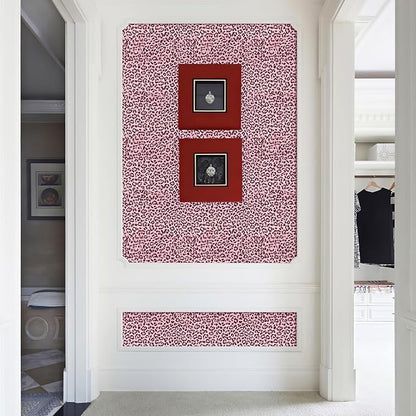 Leopard Print Peel and Stick Wallpaper, Waterproof Removable Self Adhesive Textured Wall Paper, Black and Pink Unique Funky Cheetah Contact Paper for Bedroom and Bathroom 120"X17.3"(14.4 sq. ft)