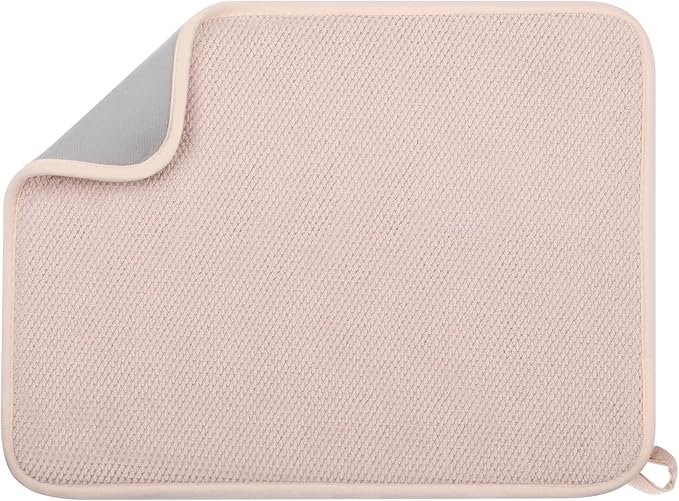 GeeRic Microfiber Dish Drying Mat, Super Absorbent Kitchen Dish Drying Pad for Mother's Day, Reversible Gift Mats for Countertop, 12 * 16 inch Beige