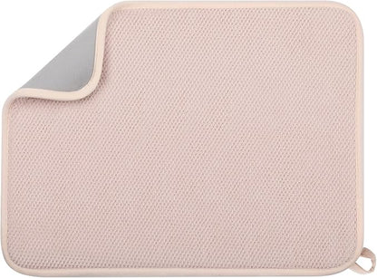 GeeRic Microfiber Dish Drying Mat, Super Absorbent Kitchen Dish Drying Pad for Mother's Day, Reversible Gift Mats for Countertop, 12 * 16 inch Beige