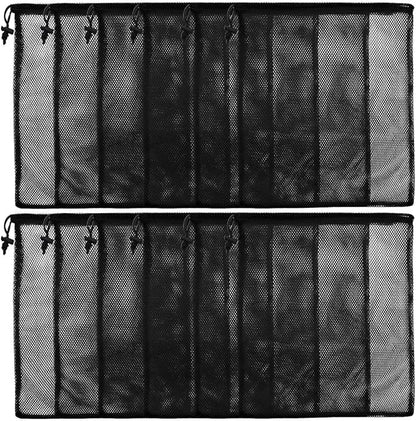13"X15.5" 12Pcs Mesh Laundry Drawstring Bag Nylon Drawstring Gym Bag with Cord Lock Closure