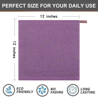 Kitinjoy 100% Cotton Kitchen Dish Cloths (12 X 12 Inches, Violet), 12 Pack Waffle Weave Ultra Soft Absorbent Dish Towels for Drying Dishes Quick Drying Kitchen Towels Dish Rags