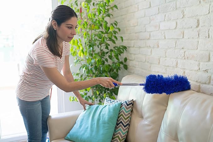 Microfiber Duster with Extension Pole - 4 Piece Dusters Set - Extends 15 to 80 Inches - Ceiling Fan Cleaner - Perfect for Cobwebs, Spider Webs, and Dust on Ceilings, Fans, Walls, Windows, and Blinds