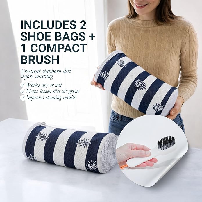 Bluehome Shoe Washing Machine Bags (2-Pack) – Protective Mesh Laundry Bags for Shoes, Includes Sneaker Brush