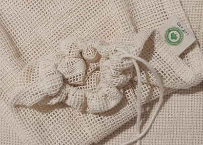 Cotton Mesh Laundry Bags - 3 Pack Large for Washing Machine, Lingerie, Underwear and Bra - Easy Drawstring Closure, Microplastic-Free and Sustainable