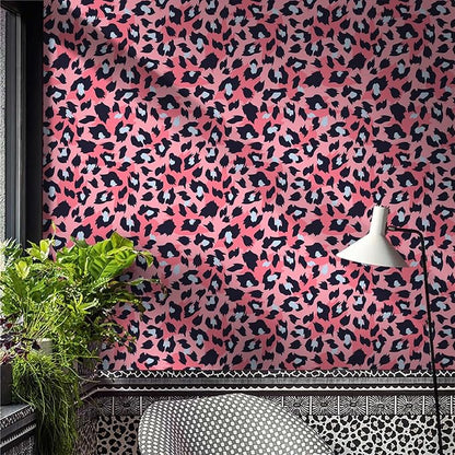 Ismoon 16.1''x118'' Leopard Wallpaper Cheetah Print Peel and Stick Wallpaper Pink Room Decor Funky Contact Paper Bathroom Waterproof Bedroom Removable Self Adhesive Vintage Texture Vinyl Roll