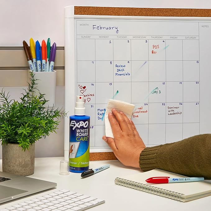 EXPO Dry Erase Whiteboard Cleaning Spray, 8oz - Calendar, Organization, Essential Supplies for Office, School, Classroom, Teachers