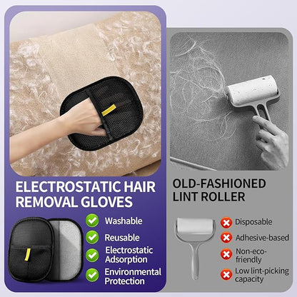 Hair Remover Glove,2026 Updated Cat and Dog Hair Removal Tool.Reusable Electrostatic Hair Removal Gloves.Suitable for Sofas,Bed Sheets,Clothing,Car Seats. (1)