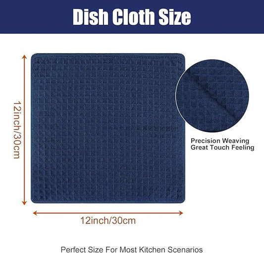 Homaxy Microfiber Waffle Weave Kitchen Dish Cloths, 12 x 12 Inch Ultra Absorbent and Solid Color Dish Towels for Kitchen Fast Drying Dishcloth for Washing Dishes, 6 Pack, Navy Blue