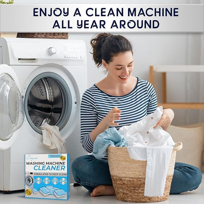24 Washer Cleaner Tablets – Deep Cleans & Deodorizes All Washers, Removes Grime & Odor, Powerful Descaling Formula, Eco-Friendly, 1-Year Supply, Septic Safe
