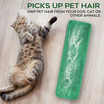Matthew 18'' Microfiber Mop Replacement Pads for Wet Dry Reusable Mops Floor Home Commercial Cleaning Refills, Machine Washable Compatible with Bona Mop&Any Microfiber Flat Mop System Green (12 Pack)