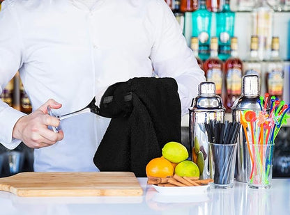 Utopia Towels Kitchen Bar Mops, Pack of 12, 16 by 19 Inches, 100% Cotton Super Absorbent Black Towels, Multi-Purpose Cleaning Towels for Home and Kitchen Bars