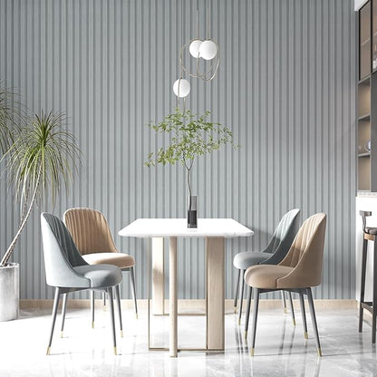 Yun-aeon Wood Slat Peel and Stick Wallpaper 17.3"x 480" Light Grey Wood Grating Stripe Contact Paper Removable Faux Wood Panels Wallpaper Self Adhesive Waterproof Vinyl Wall Paper for Bedroom Kitchen