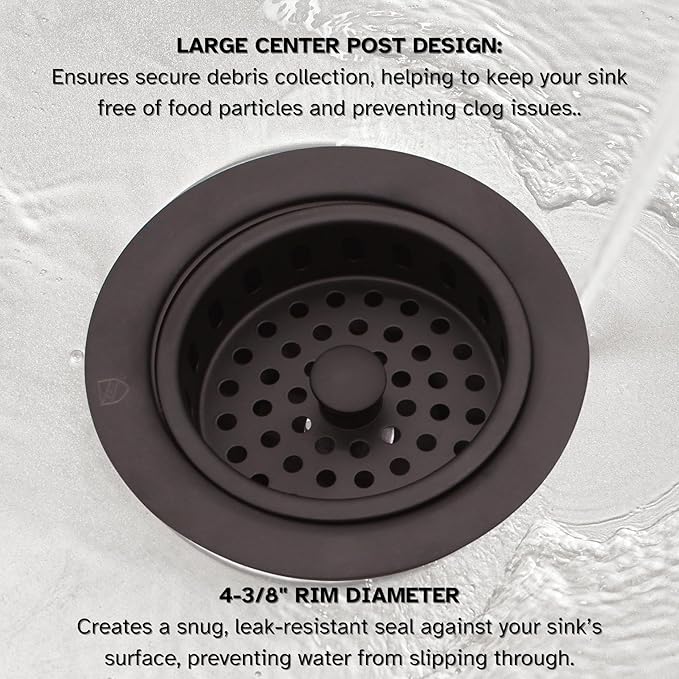 Westbrass A214-12 3-1/2" Post Style Large Kitchen Sink Basket Strainer, Oil Rubbed Bronze