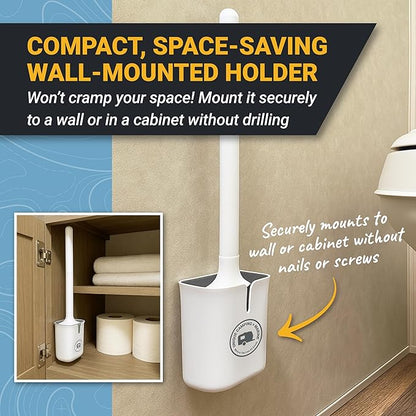 Unique Silicone RV Toilet Brush, Compact, Won't Damage Toilets or Seals, Wall-Mount No-Drip Holder