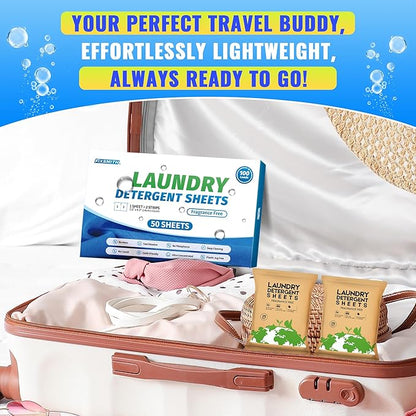 FIXSMITH Laundry Detergent Sheets - 100 Loads (50 Sheets) Fragrance Free - Hypoallergenic,Unscented,Eco Friendly Laundry Detergent Strips Concentrated Travel Detergent Sheets.Plastic-Free,Liquidless
