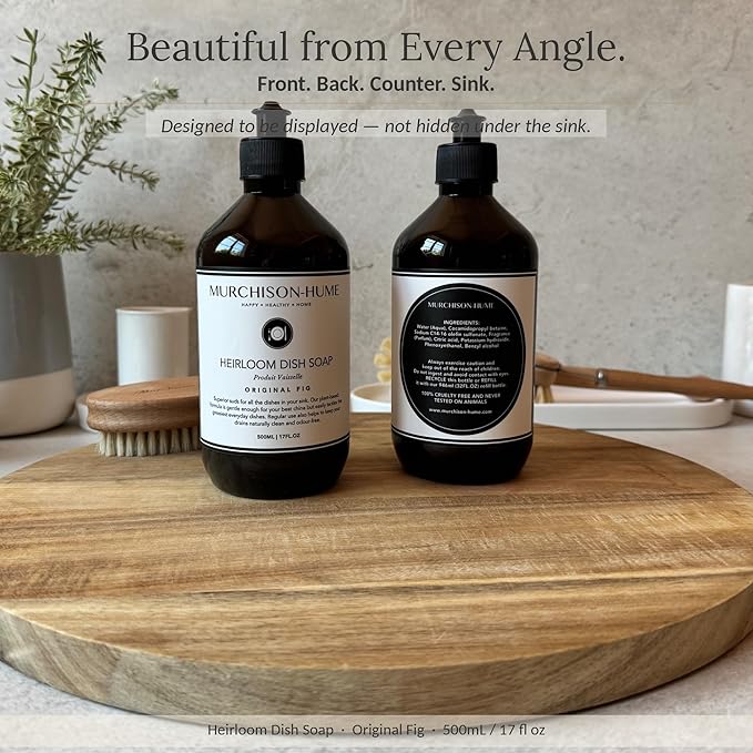 Murchison-Hume Heirloom Dish Soap | Plant-Based Dishwashing Liquid | Cuts Grease | Gentle on Hands | Hypoallergenic | Biodegradable | Safe for Fine China | Original Fig | 17 fl oz