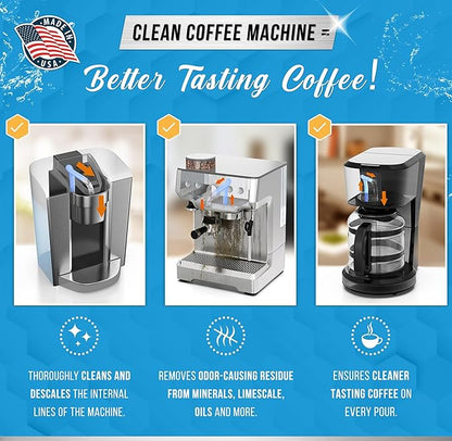 ACTIVE Coffee Machine Descaler Descaling Solution - 32oz (8 Uses) Compatible with Keurig,Nespresso,Breville,Delonghi, Jura, Ninja - Espresso Coffee Maker Cleaner,Coffee Pot Cleaning Limescale Remover