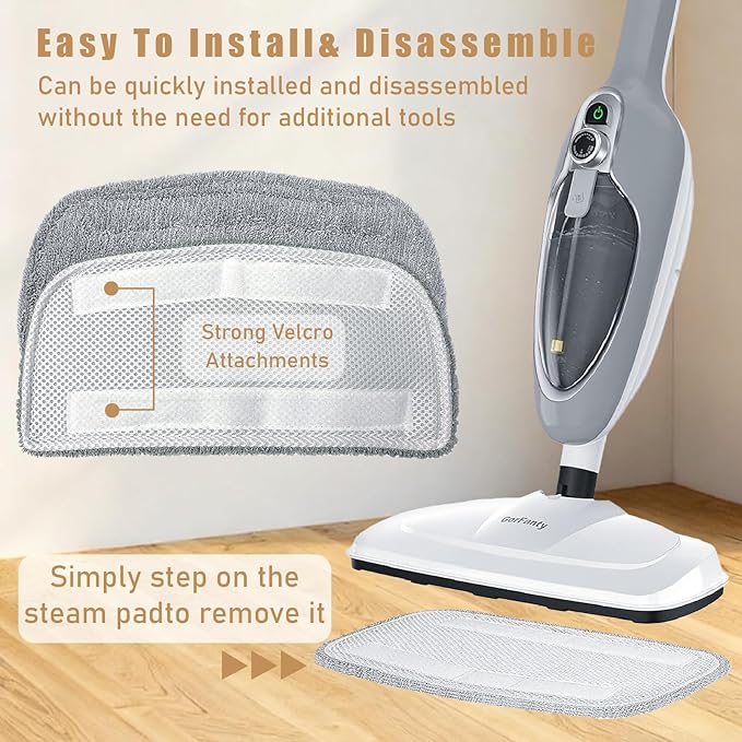 Steam Mop Pads Compatible with GorFanty GF-6610B/GF-6610, Neugo NE033/NE033M & Mxnsewr, Washable Microfiber Steam Mop Replacement Pads for Multi-Surface Cleaning (4 Pack)